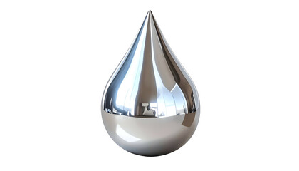 Fototapeta premium A glossy, metallic teardrop reflecting ambient light against a stark black background