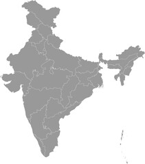 India Map Gray Single Color Vector