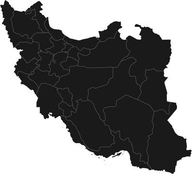 Iran Map Black Single Color Vector