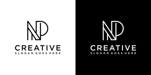 NP or PN initial letter logo design vector template