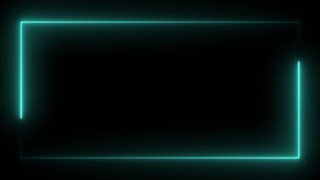 neon rectangle frame glowing against a dark background, Animation of glowing neon rectangles abstract background.
Square rectangle picture frame, Neon lines frame animation.