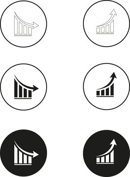 Decrease and increase chart icon with arrow. Negative