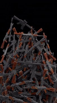 Falling assault rifle &ndash; 3d render with alpha channel.