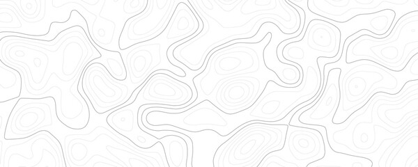 Obraz premium Topographic map background with thin black contour lines on white background vector illustration
