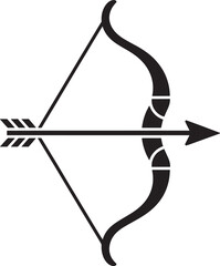 Fototapeta premium Bow and Arrow Emblem Black Outline Graphic