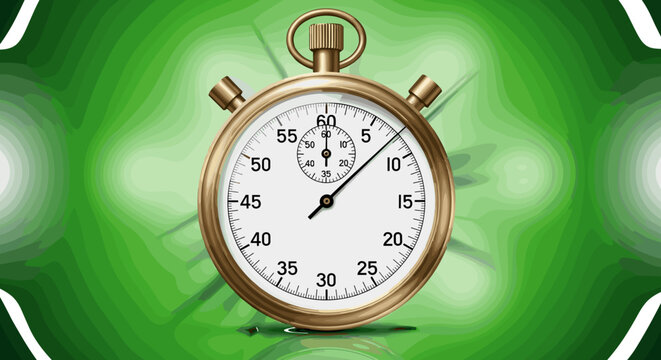 Golden Stopwatch Illustration: Time Management Urgency for Business, Project Deadlines and Sports Timing with Precise Measurement, isolated on transparent background.