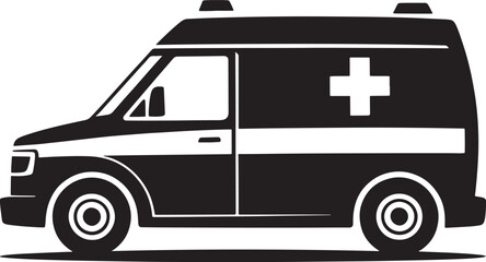 Fototapeta premium Minimalist Black Ambulance Icon with Medical Cross