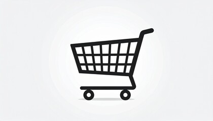 A Simple Black Icon of a Shopping Cart on a White Background