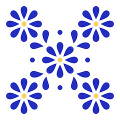 Obraz premium Mexican Talavera Ceramic Tile With Flower. Traditional Pattern From Mexico. 