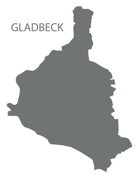 Gladbeck city map with boroughs grey illustration silhouette shape
