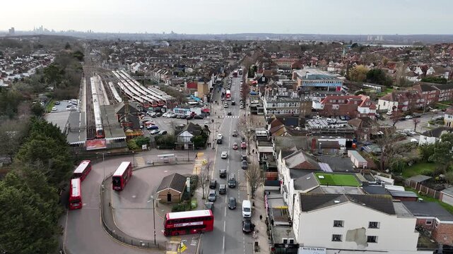 Buses and trains North Chingford London drone,aerial