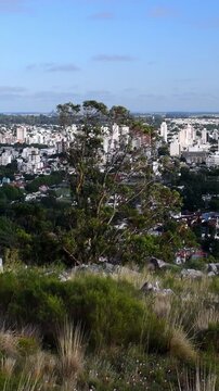 View of Tandil, Argentina, from the Sierra. Vertical, for mobile.
