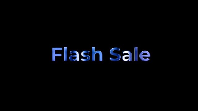 Flash Sale Text Animation Blue Glow Effect.