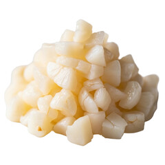 Chopped lychee flesh pieces isolated on transparent background