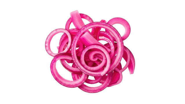 Isolated pickled red onion rings, perfect for salads or as a flavorful sandwich topping