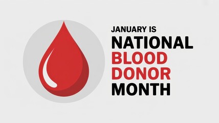 Fototapeta premium January is National Blood Donor Month Illustration with Red Blood Drop Icon