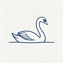 Fototapeta premium Serene Swan Silhouette: Minimalist Blue Line Art on White Background