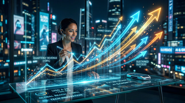 Future Ready Business Strategy, AI Powered Financial Growth Dashboard,Data Driven Corporate Success, Rising Revenue and Market Expansion,Innovative Fintech Solution, Digital Analytics and Profit Gro