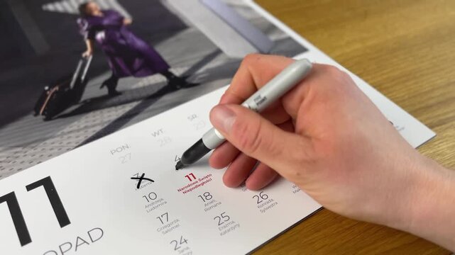 Crossing Off Days on Calendar &ndash; Time Passing, Planning Schedule and Countdown Concept