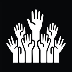 Obraz premium Raised Hands Silhouette Icons – Diverse Gesture Vector Collection