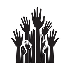 Raised Hands Silhouette Icons &ndash; Diverse Gesture Vector Collection