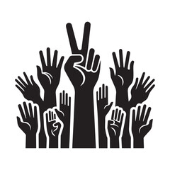 Colorful Raised Hands Illustration &ndash; Crowd Gesture Vector Set
