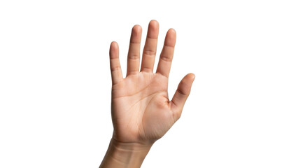 Naklejka premium Isolated Human hand showing the number five counting with fingers and palm extended upward
