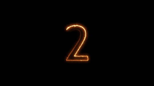 Number 2 neon sign in 4K animation on black background. Glowing neon countdown with black background.
Number 2 text icon animation, Glowing neon 2 text icon animation isolated on Black Background.
