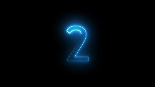 Number 2 neon sign in 4K animation on black background. Glowing neon countdown with black background.
Number 2 text icon animation, Glowing neon 2 text icon animation isolated on Black Background.