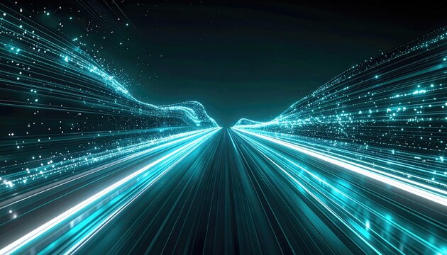 Digital highway with data streams, abstract background, depicting fast internet connectivity