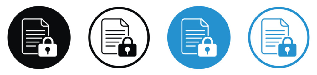 Document icon paired with a padlock symbol to indicate secure data, encrypted files, or privacy protection. Perfect for cybersecurity, legal, and confidential business web interfaces.