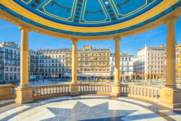Kiosk in Plaza del Castillo, San Fermin festival in the autonomous community of Navarre 