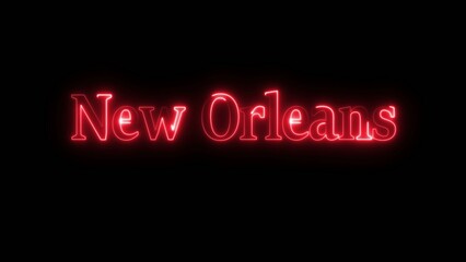 Red neon sign with new orleans text on black background