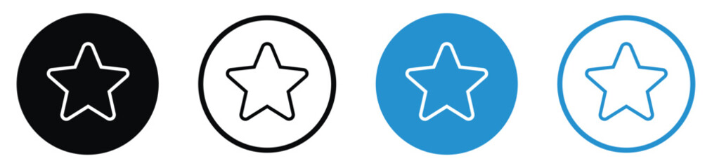 Obraz premium Classic five-point star icon inside circular frames. Ideal for marking favorites, bookmarks, ratings, or highlighting important features in web and mobile application designs.