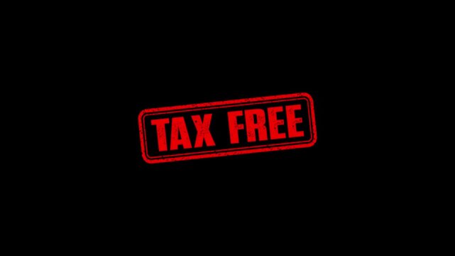 Textured Tax Free text animation. tax free Rubber Stamp motion. impression slide down rubber seal 4k video.