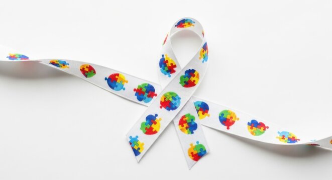 autism awareness ribbon, colorful puzzle pieces