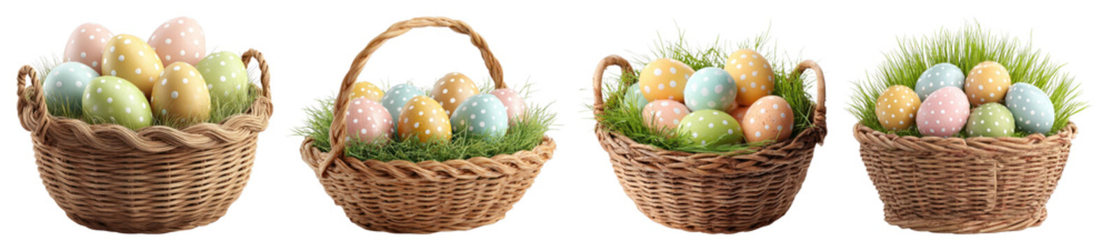 PNG Colorful Easter egg baskets on transparent background