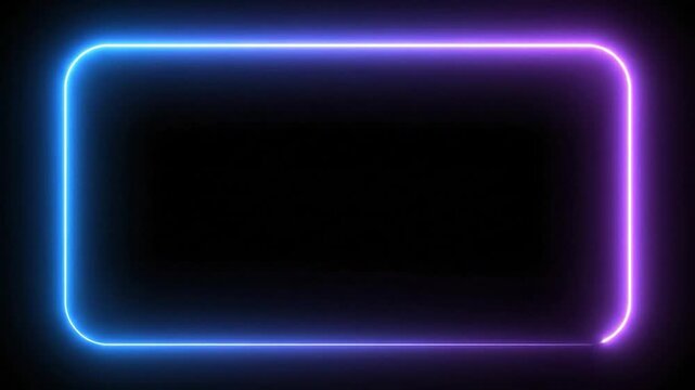 Glowing neon rectangle frame on a dark background
