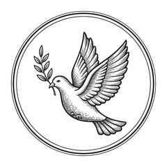 Fototapeta premium Dove with Olive Branch a Classic Peace Symbol Illustration