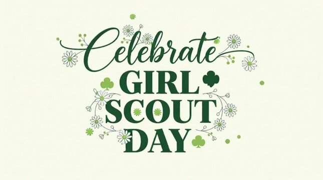 Elegant script + bold sans serif combo &ldquo;Celebrate Girl Scout Day&rdquo; floral accents