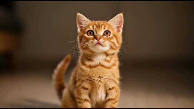Cute Orange Kitten Looking Forward.