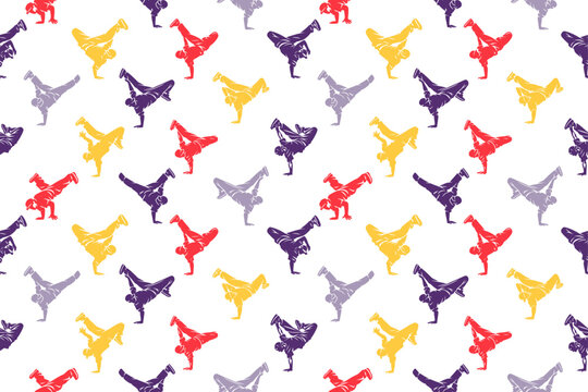 Street dancer pose seamless pattern design