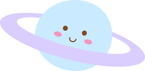 Planet Saturnus Chibi Kawaii Dekoratif Untuk Planner Journal © Monsters Visual