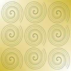 Fototapeta premium Seamless abstract pattern featuring repeating spiral line shapes arranged in a grid on a warm beige background. Minimal geometric illustration with a retro-inspired aesthetic.