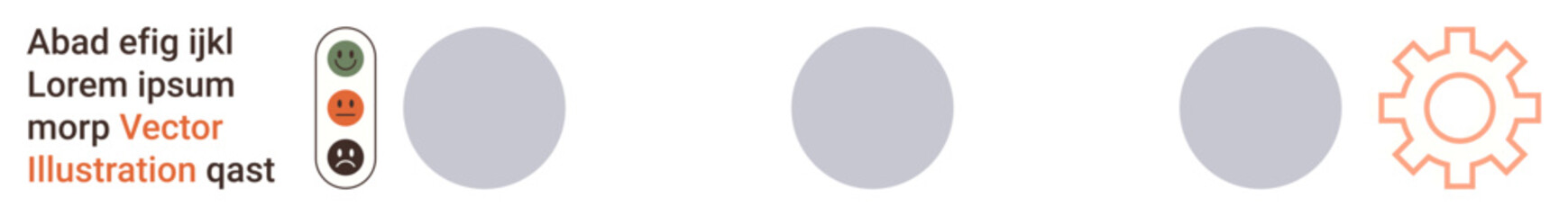 Workflow process, decision making, system design, technical concepts, user interfaces, business efficiency. Traffic light, circles and gear on white. workflow process and decision making