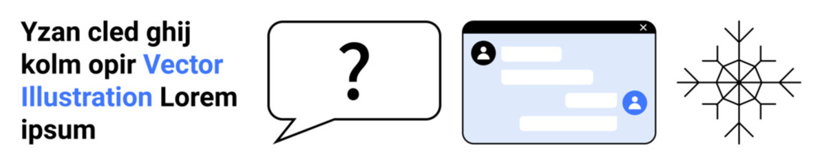 Fototapeta premium Digital communication, online connection, information sharing, messaging, user interaction, networking. Speech bubble, chat interface and network icon. Digital communication and online connection