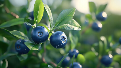blueberry fruits plant trees background