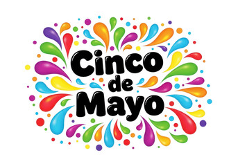 Obraz premium Cinco de mayo celebration logo with colorful paint splatters
