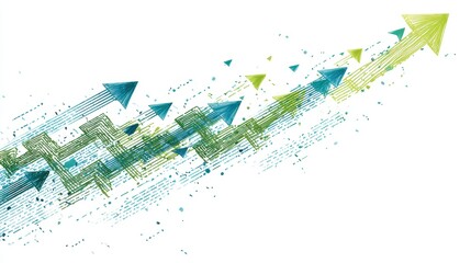 Obraz premium A stock trading arrows clipart, finance element, vector infographic style, blue and green, isolated on white background. 
