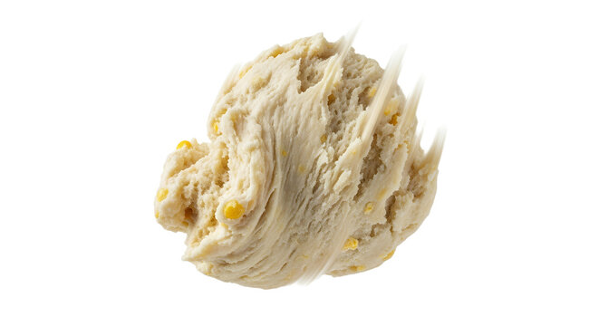 Close-up of Raw Corn Dough with Kernels on White Background